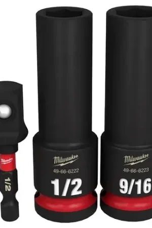Affordable Milwaukee 3 Piece Shockwave 1/2" Drive Deep 6 Impact Socket Set 49-66-4485