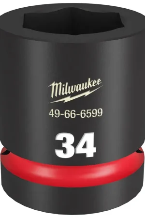Affordable Milwaukee Shockwave Impact Duty 1" Drive 34mm Standard 6 Point Socket 49-66-6599